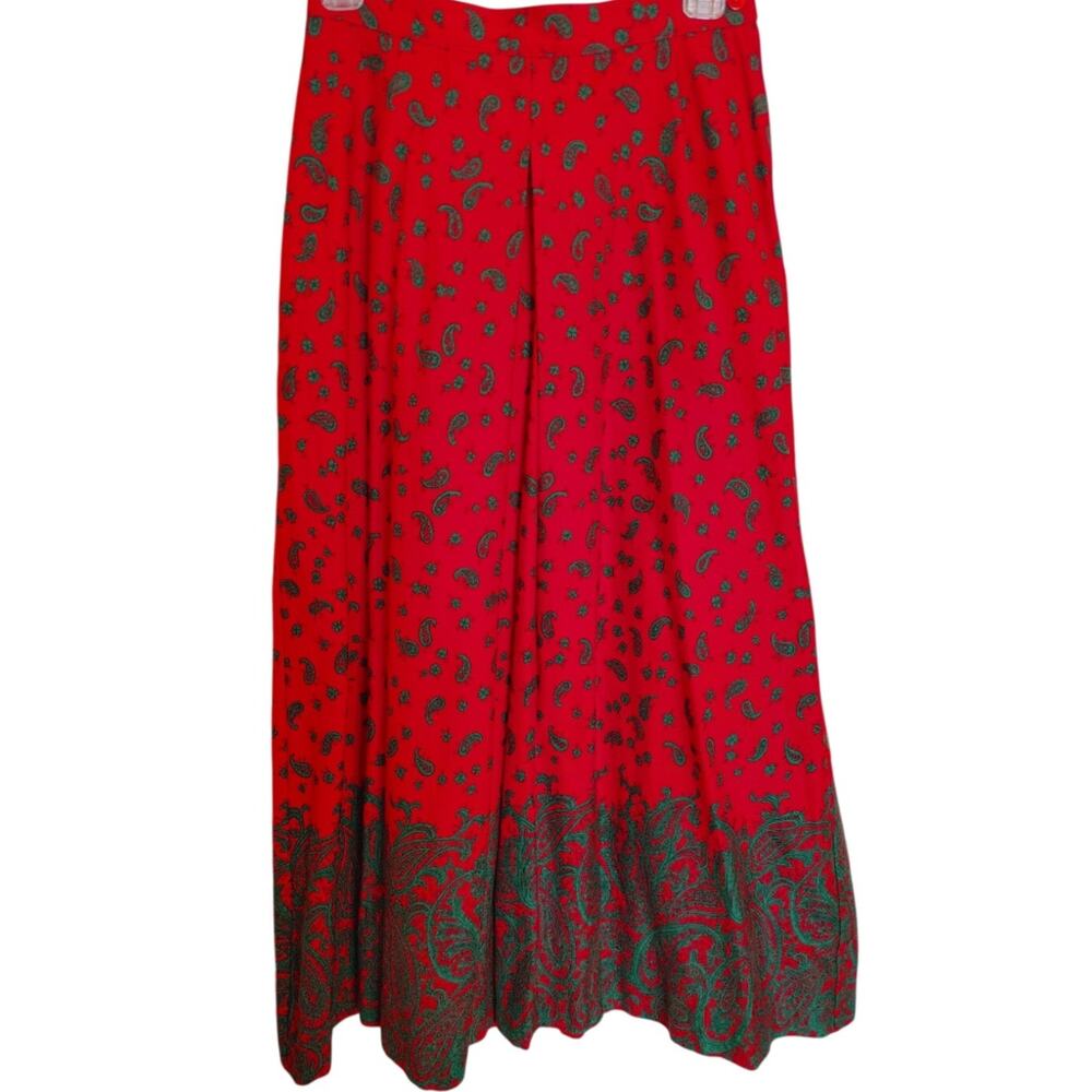 Vintage Herman Geist Skirt Maxi Long Length Paisley Red Green Sz 8